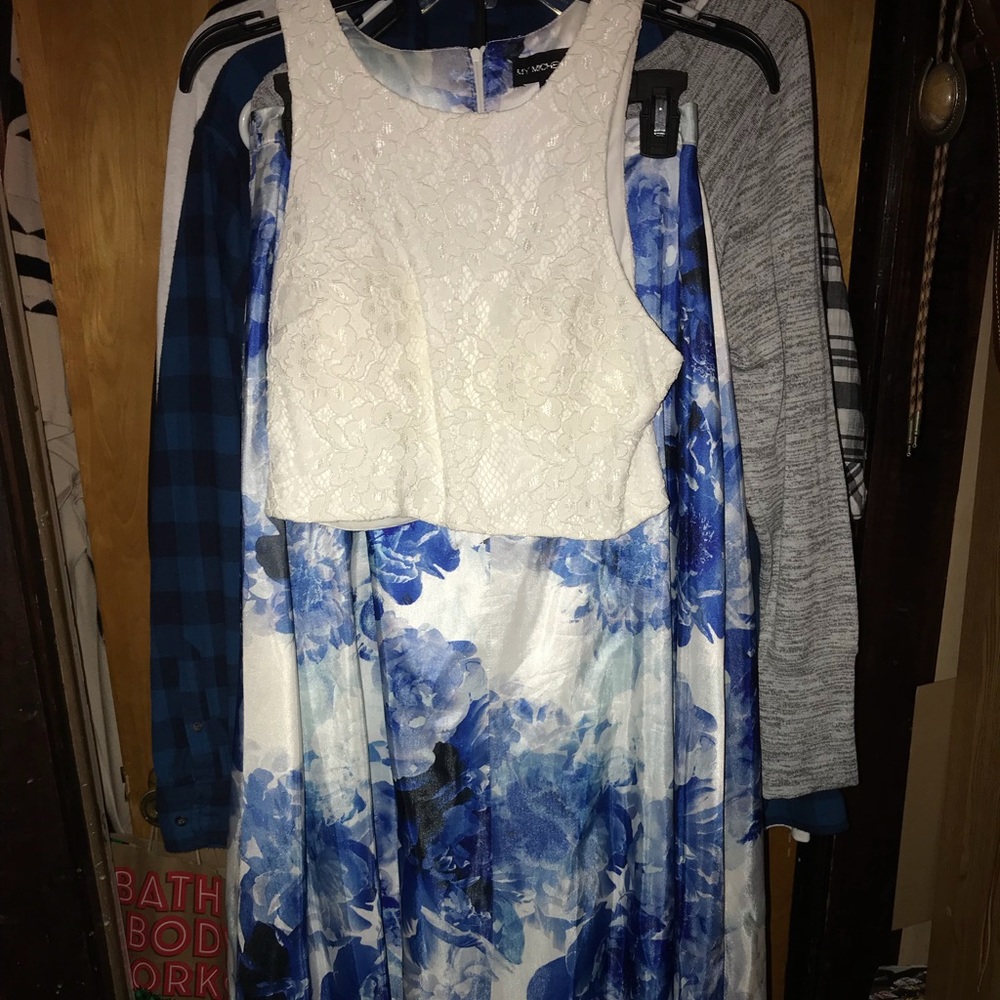Two Piece Floral Prom Dress